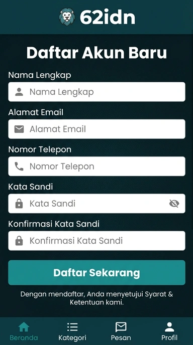 Buat Akun Baru di 62idn dengan Mudah