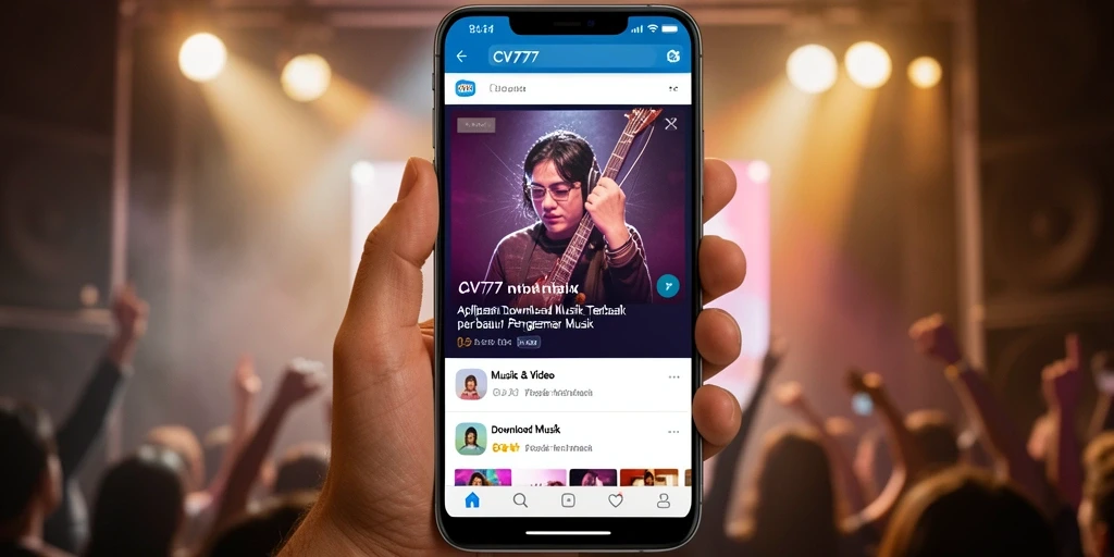 Tampilan antarmuka aplikasi CV777 untuk Download Musik yang menarik.
