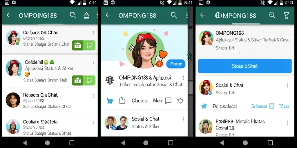 Tampilan antarmuka OMPONG188 dengan berbagai pilihan stiker.