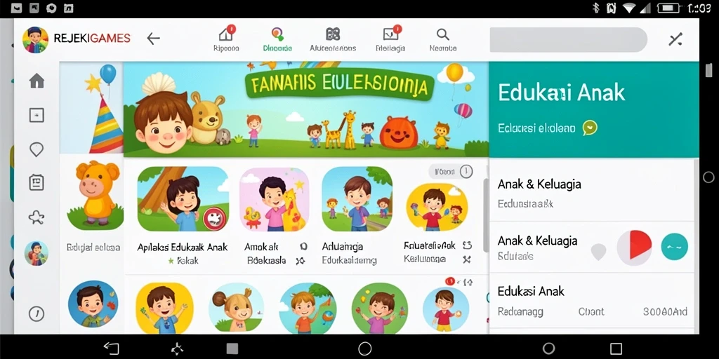 Tampilan antarmuka aplikasi edukasi yang menarik dan interaktif.